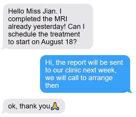 Inquiry messages translated from Chinese to English